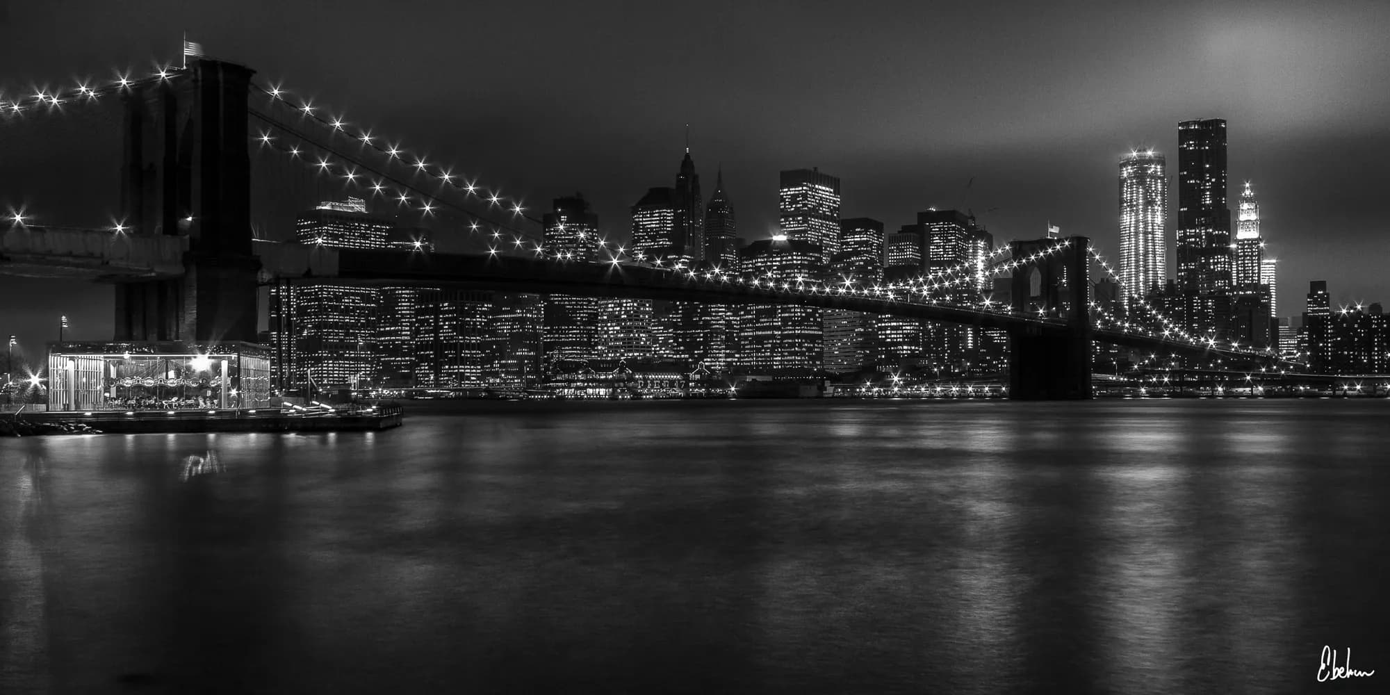 MANHATAN AT NIGHT BW